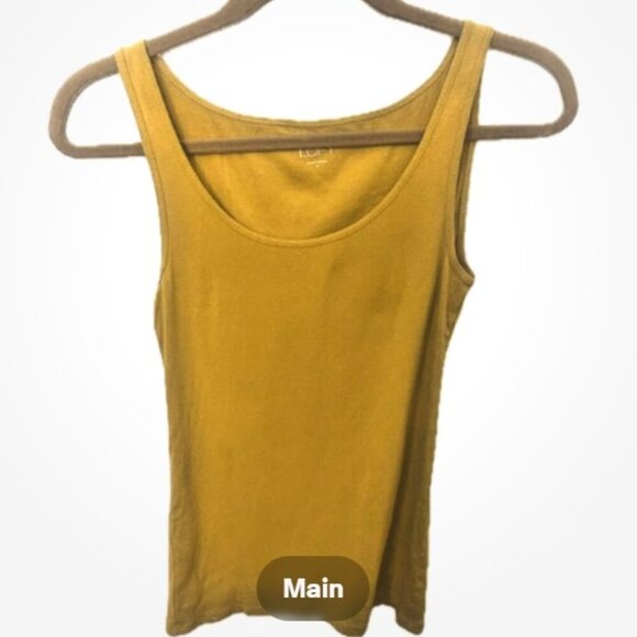 Loft Women's Medium Scoopneck Tank Gold/Yellow 100% Cotton - Picture 1 of 5